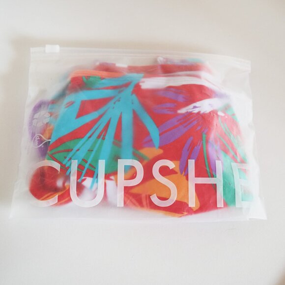 "5/$35" Cupshe Rose Violet Leaves Ruched Drawstring Bikini Bottoms / Size L - Picture 4 of 5